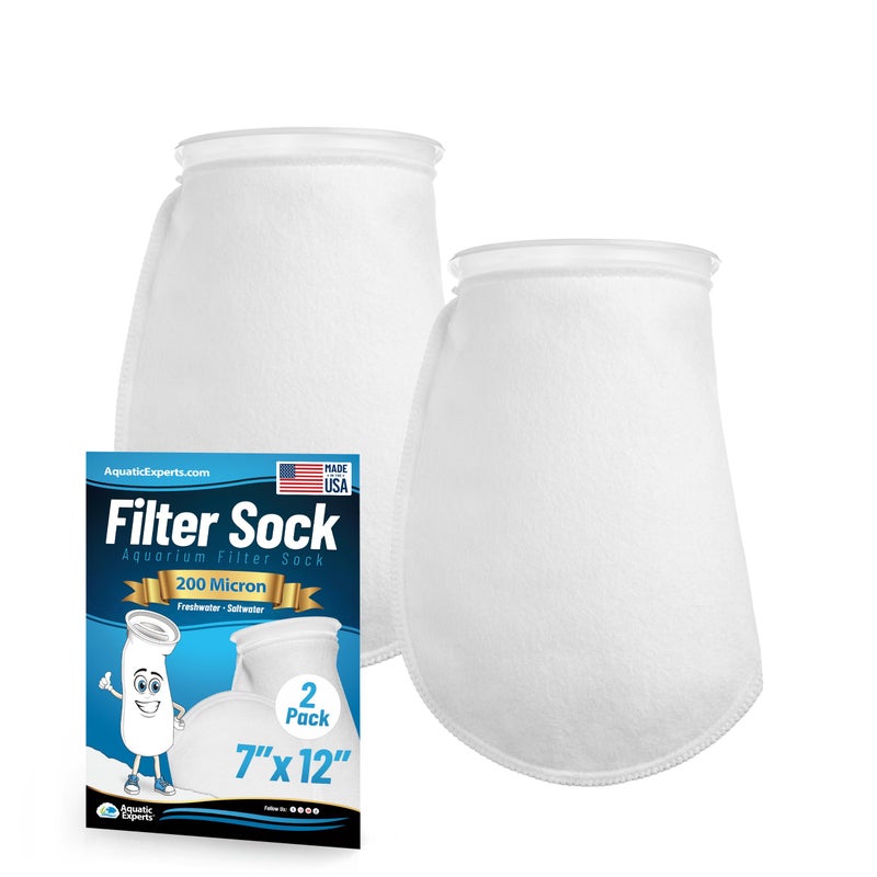 Aquatic Experts 7 inch Ring Filter Socks 200 Micron, Filter Socks for Saltwater Aquarium, Sump Filter Sock, Felt Aquarium Socks, Reef Filter Sock (2 Pack, 7" x 12") - Image 1